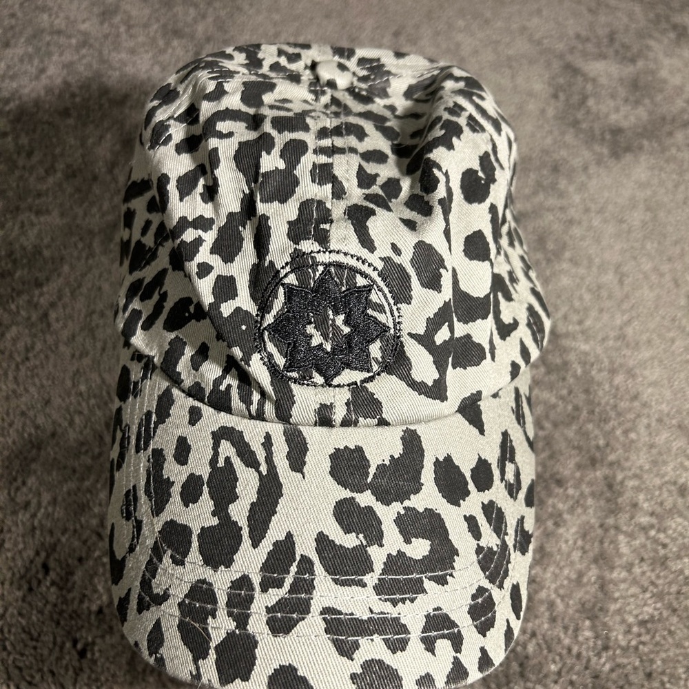 Light Gray and Black Cheetah Baseball Hat with Black Mandala